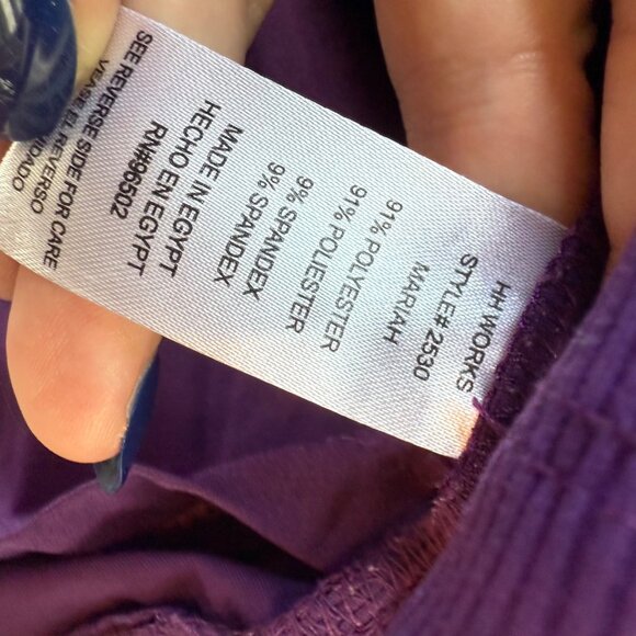 Healing Hands HH Works Womens Purple Scrub Top Size L Style 2530 Lightweight Str - Picture 5 of 7